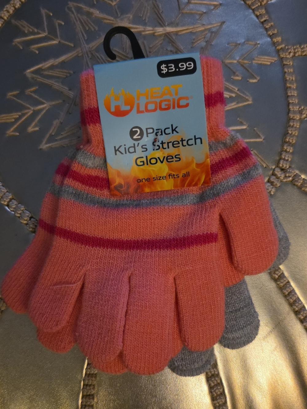 Kids Stretch Gloves - Pink & Gray 2-Pack